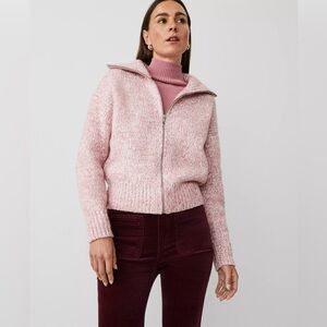 Ann Taylor Weekend Collection Zip Bomber Sweater Jacket Size Medium